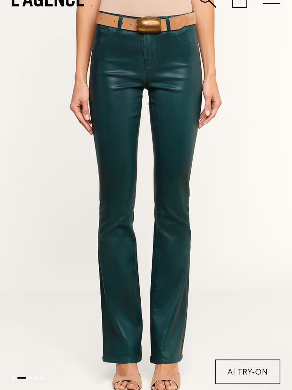 L’AGENCE Selma Coated Bootcut Jeans Forest Green 27 NWOT